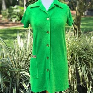 Vintage Bardinella Designs Green Terrycloth Dress